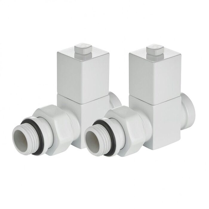 Набор дизайн-вентилей ROYAL THERMO CUBE прямой, белый, 1/2" (Роял Термо)