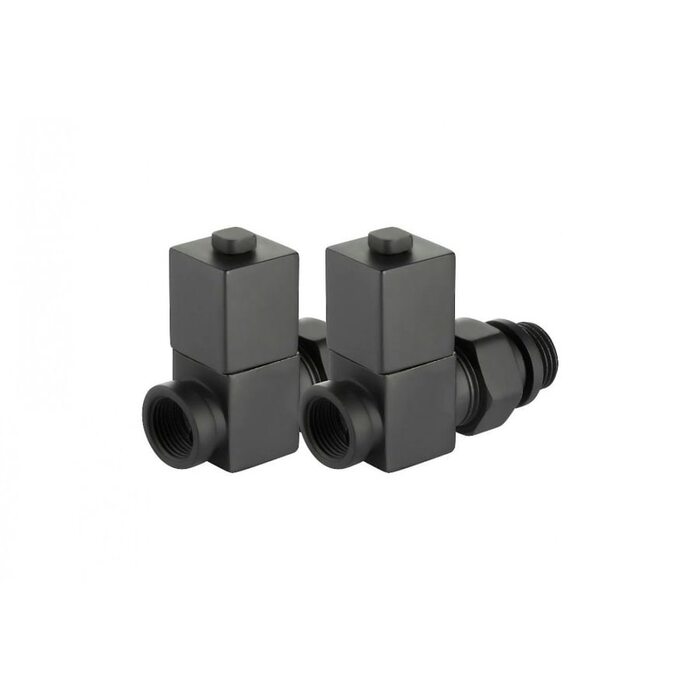 Набор дизайн-вентилей ROYAL THERMO CUBE прямой, черный, 1/2" (Роял Термо)
