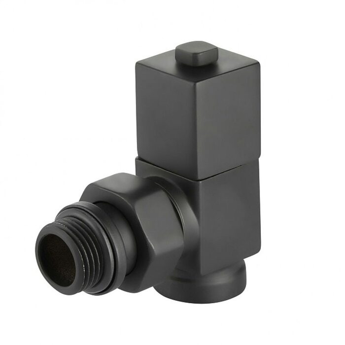 Набор дизайн-вентилей Royal Thermo CUBE, угловой (черный) 1/2"(Роял Термо)