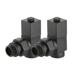 Набор дизайн-вентилей Royal Thermo CUBE, угловой (черный) 1/2"(Роял Термо)