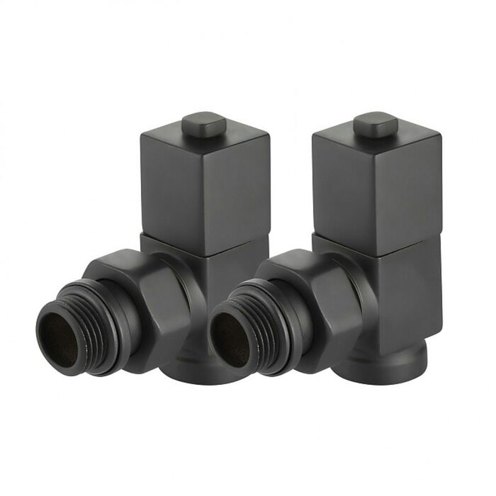 Набор дизайн-вентилей Royal Thermo CUBE, угловой (черный) 1/2"(Роял Термо)