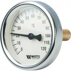 Термометр биметаллический 63 мм 1/2", 120°C с погружной гильзой 50 мм Watts F+R801 OR