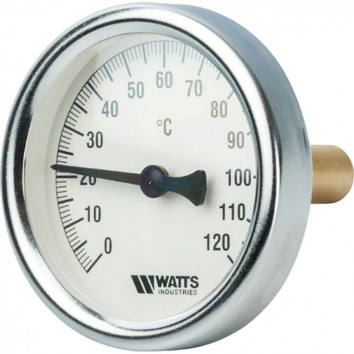 Термометр биметаллический 63 мм 1/2", 120°C с погружной гильзой 50 мм Watts F+R801 OR