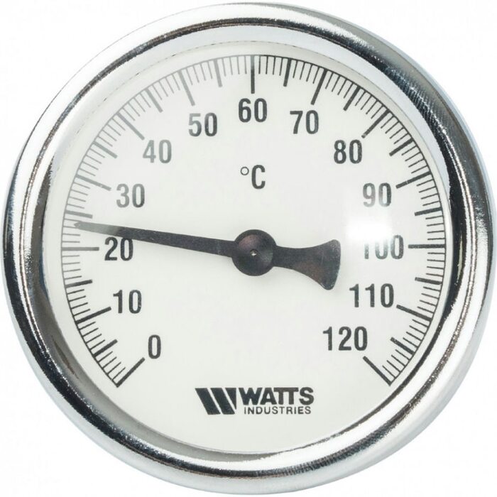 Термометр биметаллический 63 мм 1/2", 120°C с погружной гильзой 75 мм Watts F+R801 OR