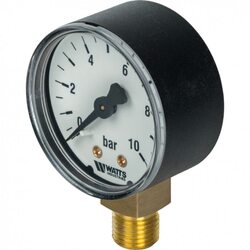 Манометр радиальный 50 мм 1/4", 0-10 бар Watts F+R200