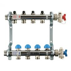 Коллекторная группа REHAU HKV на 4 выхода (РЕХАУ - 12180411001)1"x3/4"ЕК из нержавеющей стали с регулирующими и термостатическими вентилям