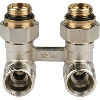 Узел нижнего подключения радиатора 1/2" НР x 3/4" НР, угловой REHAU (РЕХАУ - 12407371001)