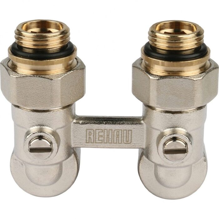 Узел нижнего подключения радиатора 1/2" НР x 3/4" НР, угловой REHAU (РЕХАУ - 12407371001)
