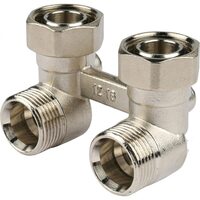 Узел нижнего подключения радиатора 1/2" НР x 3/4" НР, угловой REHAU (РЕХАУ - 12407371001)