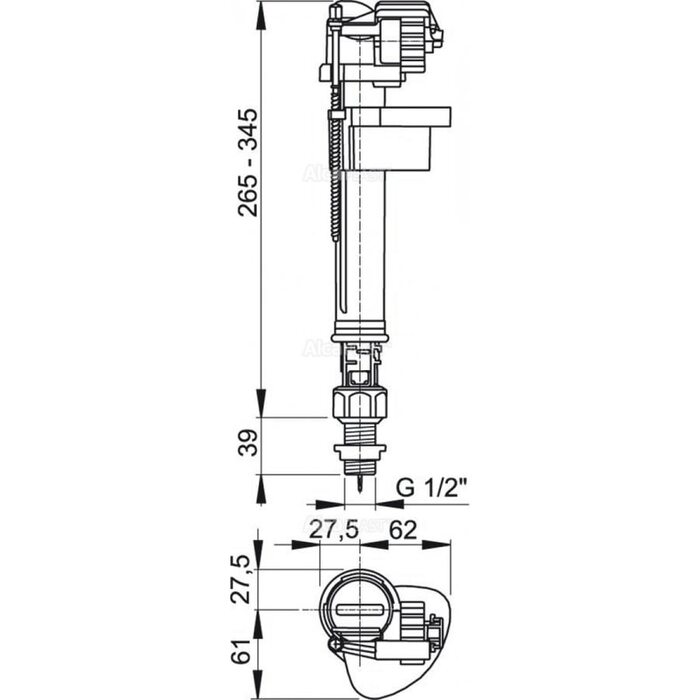 Впускной механизм с нижней подводкой 1/2" Alcaplast A17