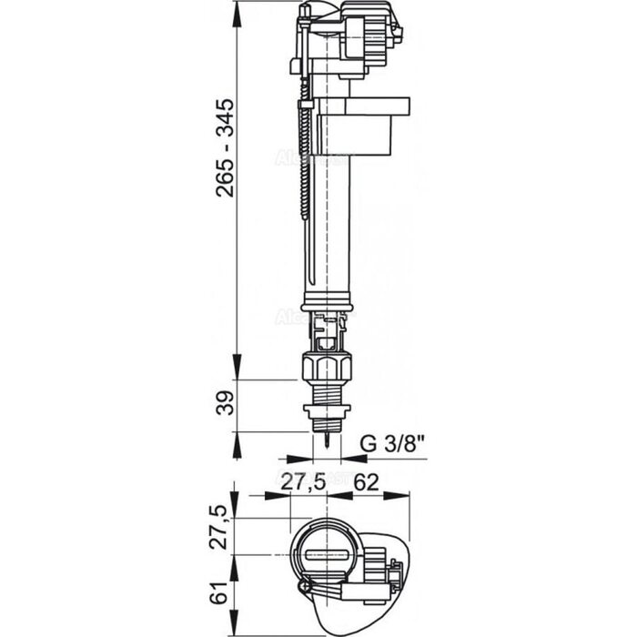Впускной механизм с нижней подводкой 3/8" Alcaplast A17