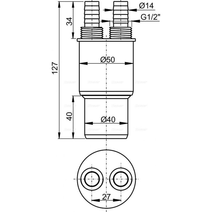Муфта переходная HT 40/50 x G 1/2" Alcaplast AKS6