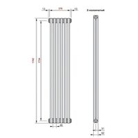 Радиатор стальной 2-х трубчатый Charleston 2180 6 секций, боковое подключение Zehnder TL 0325