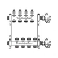 Коллекторная группа REHAU HKV-D на 12 выходов (РЕХАУ - 12081211002)1"x3/4"ЕК из нержавеющей стали с регулирующими и термостатическими вентилями и расходомерами