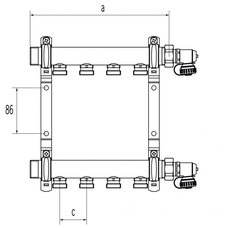 Коллекторная группа REHAU HLV на 2 выхода (РЕХАУ - 11102021001)1"x3/4"ЕК из нержавеющей стали