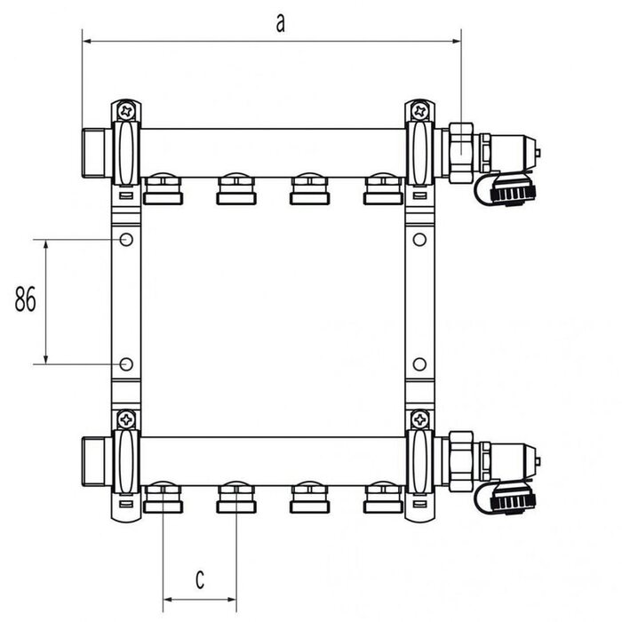 Коллекторная группа REHAU HLV на 10 выходов (РЕХАУ - 11102161001)1"x3/4"ЕК из нержавеющей стали