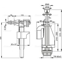 Выпускной комплект с двойной кнопкой А15 3/8", боковой Alcaplast SA08