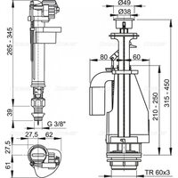 Выпускной комплект с двойной кнопкой А17 3/8", нижний Alcaplast SA08S