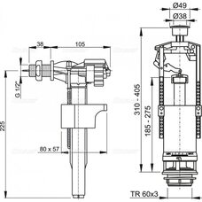 Выпускной комплект со стоп кнопкой А15 1/2", боковой Alcaplast SA2000