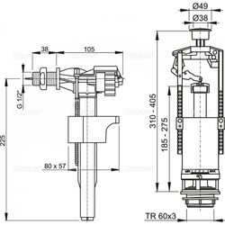 Выпускной комплект со стоп кнопкой А15 1/2", боковой Alcaplast SA2000