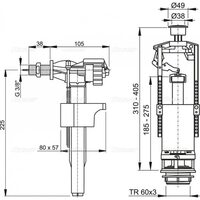 Выпускной комплект со стоп кнопкой А15 3/8", боковой Alcaplast SA2000