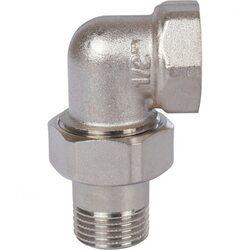 Разъемное угловое соединение, американка ВН 1/2" уплотнение под гайкой o-ring кольцо, никелированное Stout