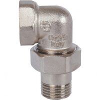 Разъемное угловое соединение, американка ВН 1/2" уплотнение под гайкой o-ring кольцо, никелированное Stout
