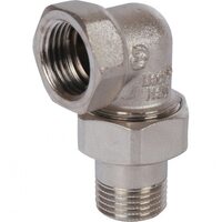 Разъемное угловое соединение, американка ВН 1/2" уплотнение под гайкой o-ring кольцо, никелированное Stout