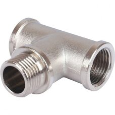 Тройник латунный ВНВ 1/2"x1/2"x1/2", никелированный Stout (Стоут)