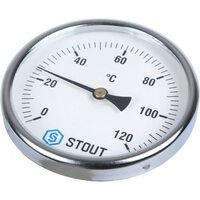 Термометр биметаллический 100 мм 1/2", 120°C с погружной гильзой 100 мм STOUT