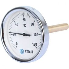 Термометр биметаллический 80 мм 1/2", 120°C с погружной гильзой 100 мм STOUT