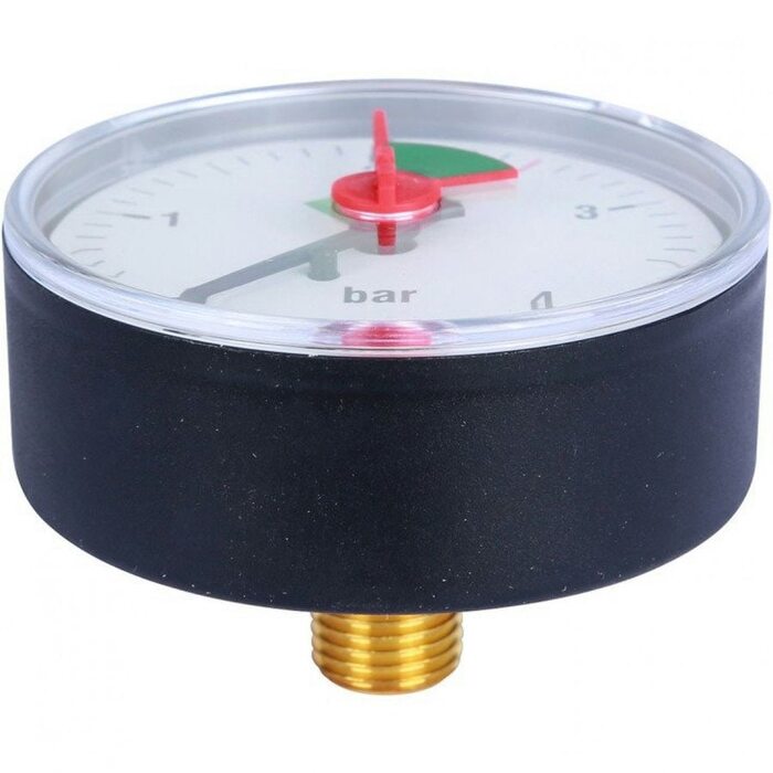 Манометр аксиальный 63 мм 1/4" с указателем предела, 0-4 бар STOUT