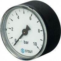 Манометр аксиальный 50 мм 1/4", 0-10 бар STOUT