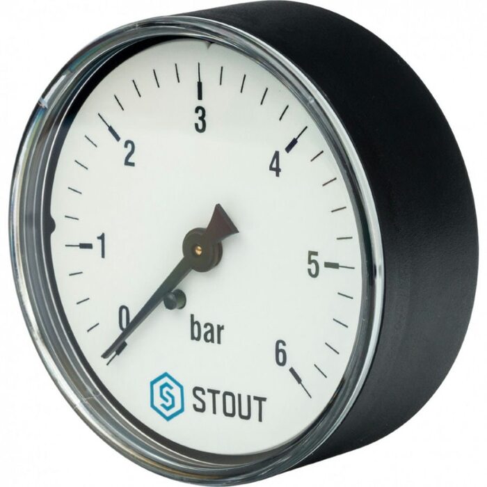 Манометр аксиальный 63 мм 1/4", 0-6 бар STOUT