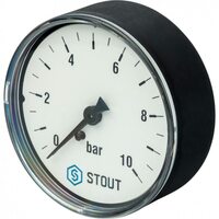 Манометр аксиальный 63 мм 1/4", 0-10 бар STOUT