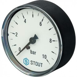 Манометр аксиальный 63 мм 1/4", 0-10 бар STOUT