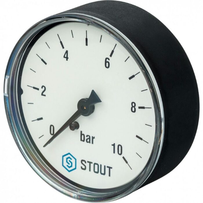 Манометр аксиальный 63 мм 1/4", 0-10 бар STOUT