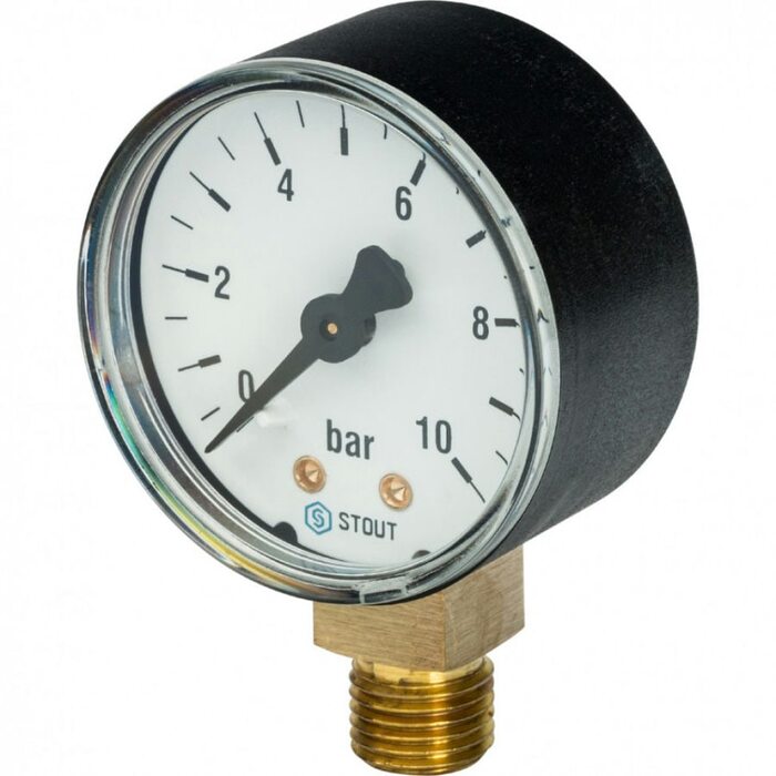 Манометр радиальный 50 мм 1/4", 0-10 бар STOUT
