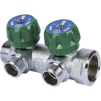 Коллектор регулирующий распределительный 3/4" с 2 отводами 1/2", плоское уплотнение STOUT