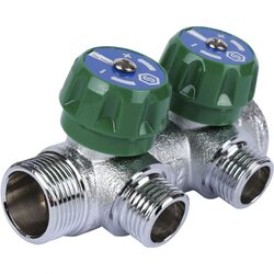 Коллектор регулирующий распределительный 3/4" с 2 отводами 1/2", плоское уплотнение STOUT