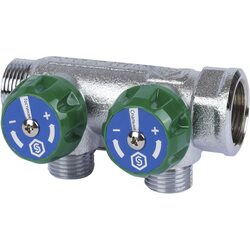 Коллектор регулирующий распределительный 3/4" с 2 отводами 1/2", плоское уплотнение STOUT