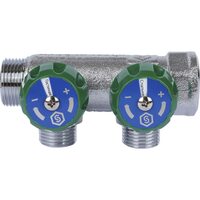 Коллектор регулирующий распределительный 3/4" с 2 отводами 1/2", плоское уплотнение STOUT