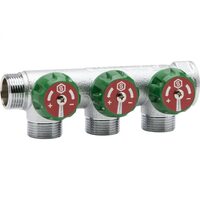 Коллектор регулирующий распределительный 3/4" с 3 отводами 1/2", плоское уплотнение STOUT