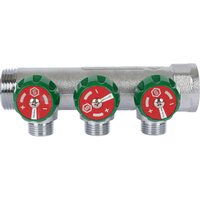 Коллектор регулирующий распределительный 3/4" с 3 отводами 1/2", плоское уплотнение STOUT