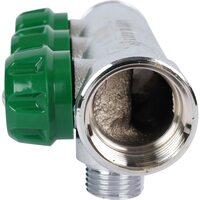 Коллектор регулирующий распределительный 3/4" с 3 отводами 1/2", плоское уплотнение STOUT