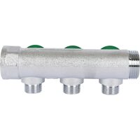 Коллектор регулирующий распределительный 3/4" с 3 отводами 1/2", плоское уплотнение STOUT