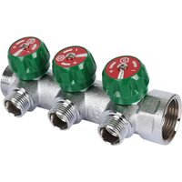 Коллектор регулирующий распределительный 3/4" с 3 отводами 1/2", плоское уплотнение STOUT