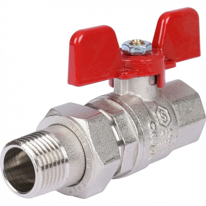 Кран шаровой полнопроходной ВР/НР 1/2" американка, ручка бабочка EPDM Stout
