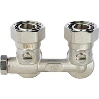 Узел нижнего подключения радиатора для однотрубной системы 3/4", угловой Stout