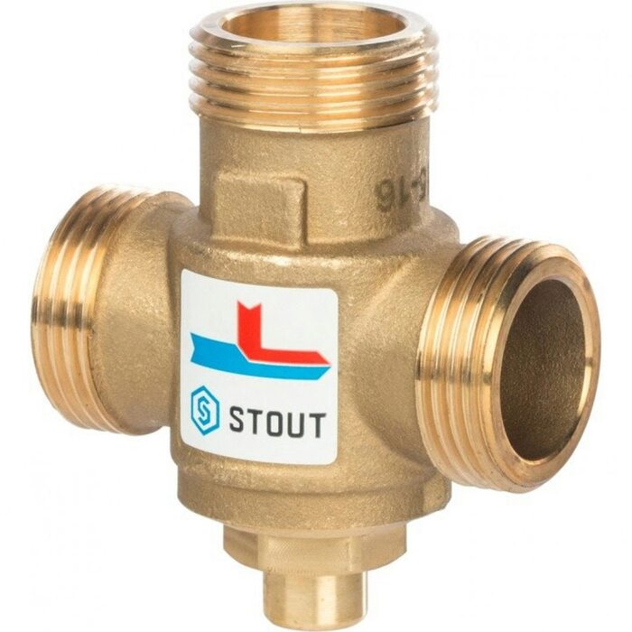 Клапан термостатический смесительный G 1"М-G 1"1/2F-G 1"M, 60°С Stout